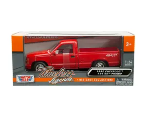 Motormax 1:24 1992 Chevy 454 SS Pickup Truck Red Diecast Model Car