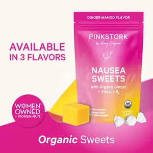 Pink Stork Organic Sweets with Vitamin B6 | 3 Flavors Available | Stomach Comfort Support, Pregnancy-Friendly, 30 Candies