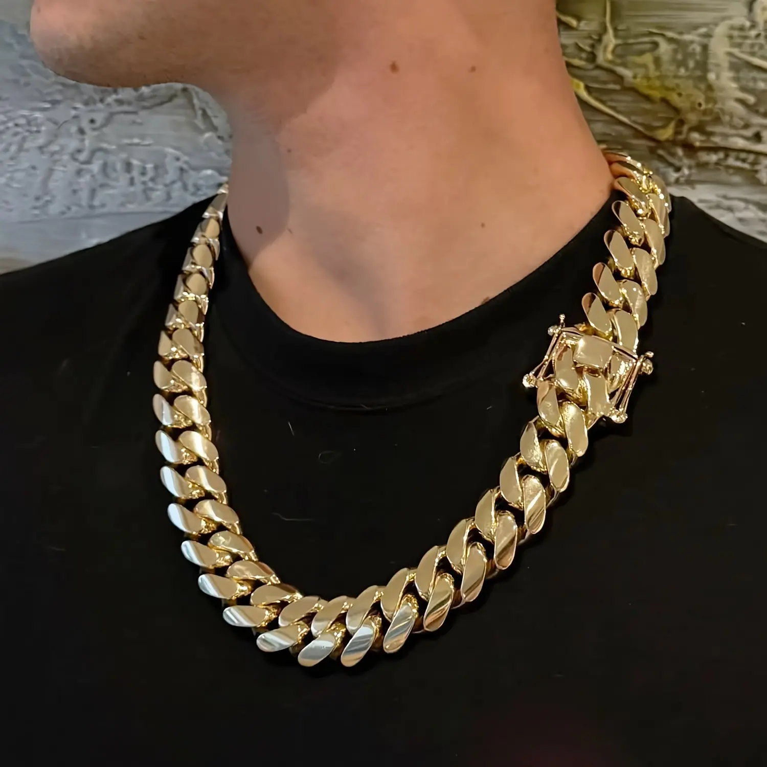 Heavy Cuban Link Necklace for Men, Gold Tone Statement Chain in 316L Stainless Steel, Hypoallergenic Hip Hop Jewellery for Daily Wear, Gold Statement Chain, Cuban Chain Necklaces