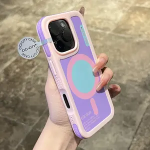 Candy Contrast Color Magnetic For Magsafe Wireless Charging Case For iPhone 14 15 16 Pro Max Soft Silicone Shockproof Back Cover