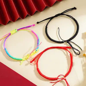 Lucky Red Braided Rope Bracelet, DIY Semi-Finished Hand Cord for Beads & Pendants