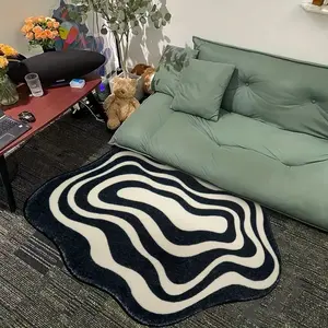 Irregular Striped Carpet Living Room Soft Fluffy Creative Geometric Pattern Rug Bedroom Decor Home Decoration, Abstract Area Rugs, Decorative Area Rug, Fluffy Modern Rug