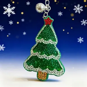 LGS Charms - Christmas - Rhinestone Keychain Fashion Accessory with Tassel