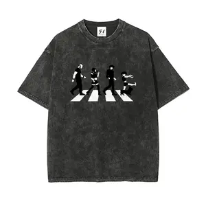 Cowboy Bebop Let's JAM Spike Anime Vintage Acid Wash Heavyweight Cotton T Shirt Retro Streetwear Casual Daily Fan Gift