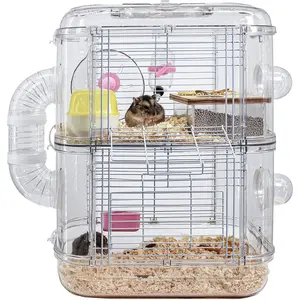 Small Hamster Cages and Habitats, Rat Cage with Hamster Accessories Including Ball,Food Dish, Water Bottle,Small Animal Cage and Playpen, 12.5 * 7.4 * 15.7 in