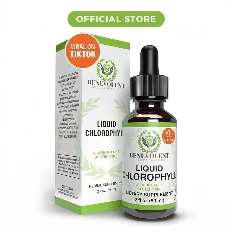 Liquid Chlorophyll Drops (4 Month Supply) Healthcare Supplement - Natural Deodorant and Detox - Gut Support Healthcare Liver