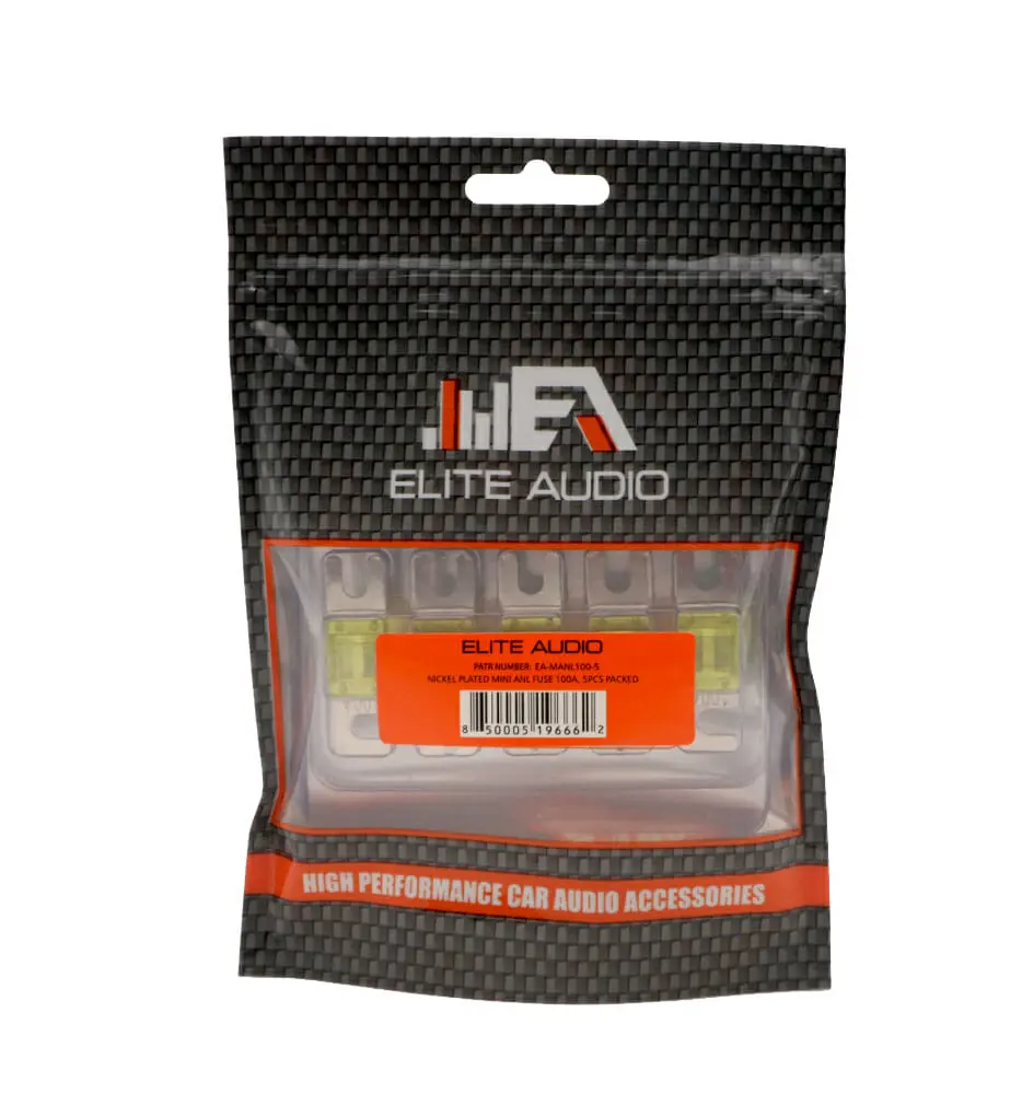 Elite Audio EA-MANL100-5 Nickel-Plated Mini ANL Fuse, Automotive Accessory for Car Audio Upgrade, 60 A/150 A Ratings, Durability, Better Power Transfer, Heavy Duty Construction