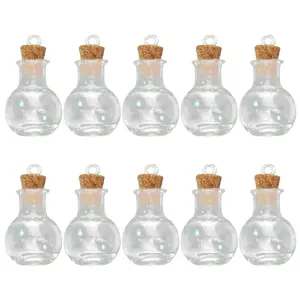 10 Pieces Clear Glass Bottles With Corks Tops For DIY Projects And Keepsakes