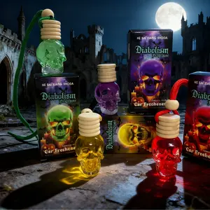 8ML Skull Shape Car Perfume Air Freshener, Car Fragrance, Refillable Aromatherapy Diffuser, Braided Rope Design, Unique Car Accessory for Men & Women