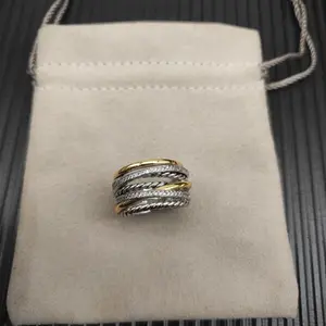 S925 sterling silver 2025 new 16mm cross seven-row ring neutral fashion trend retro personality simple hip-hop luxury jewelry