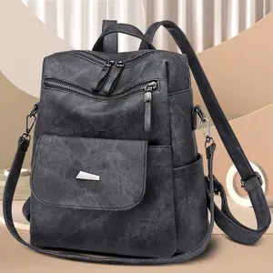 Backpack for Women PU Leather Backpack Purse for Women Casual Handbag Ladies Shoulder Bags Black