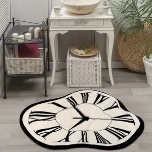 Modern Minimalist Soft Faux Wool Clock Pattern Rug, Modern Indoor Decorative Area Rug, Strong Absorbent Wear-Resistant Modern Abstract Rug, Perfect for Living Room or Study, Home Decorative Rug