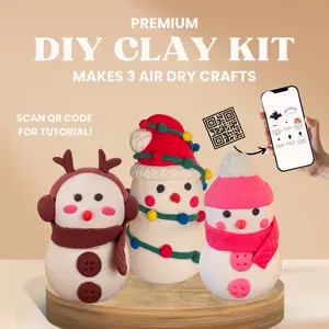 Christmas Snowmen  DIY clay kit with instructions - winter wonderland, snowman craft, holiday gift, stocking stuffer