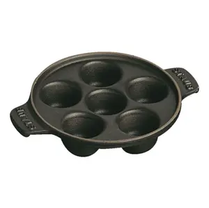 Staub Cast Iron 5.5-inch Escargot Dish with Six Holes Black Matte Finish Oven Safe up to 500°F Dishwasher Safe