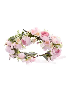 1-piece set of simulated flower garlands that can be tied with hairbands, suitable for women's weddings, dates, proposals, bridesmaids, accessories, elegant, fashionable, sweet hairstyle decoration