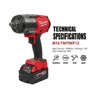 Milwaukee M18 FMTIWF12 1000Nm Impact Wrench  Brushless 1/2 Inch Drive Heavy Duty Electric Wrench M24 Bolt Removal Tool 2026