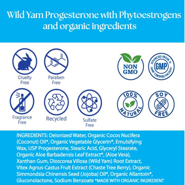Wise Essentials Wild Yam Progesterone Body Cream with Phytoestrogens 2 oz Fragrance Paraben & Cruelty Free Balance Cream with Chaste Tree Berry