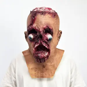 Halloween Horror Latex Mask, Stage Costume Prop, Haunted House Escape Room Prop, Suitable for Parties, Cosplay, Video Shooting, Live Role Play