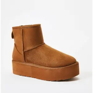 JUSTFAB Women Winter Boots Lightweight Non-Slip Platform Ankle Boots Chunky Platform Winter Boots Cozy Slip-On Ankle Booties for Casual & Street Style Suede, Memory-Foam Cushion, Lightweight Anti-Slip Sole