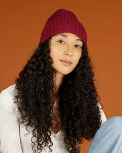Cherry Red Stripe Satin Lined Beanie