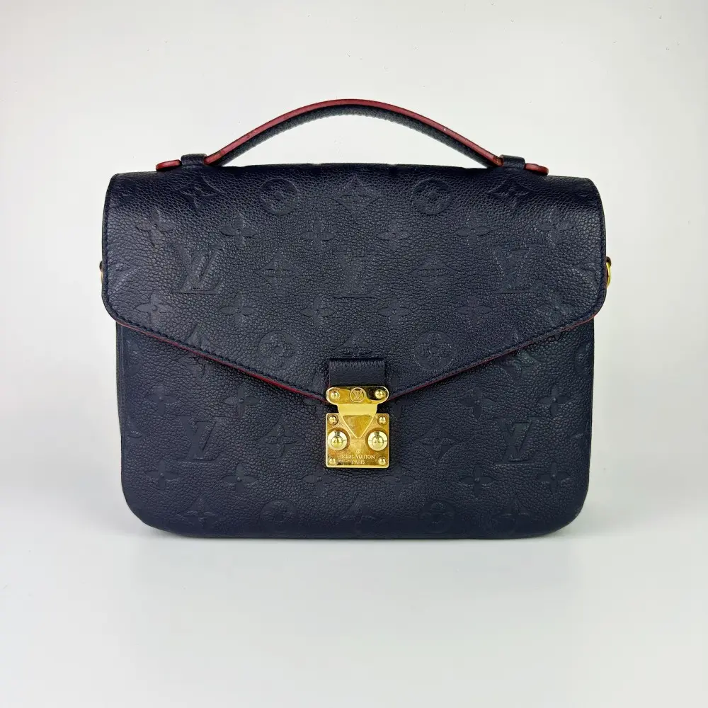 Pre-owned Louis Vuitton Pochette Métis in Monogram Empreinte Leather Marine Rouge【486】