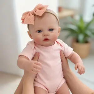 Adorable Reborn Baby Doll Lifelike Newborn Size Dolls Huggable Soft Cloth Body Vinyl Limbs 48cm with Blue Eyes Fashion Outfit Feeding Set Gift Box Ideal for Kids Rebornbabydoll Soft Cuddly Gift