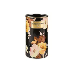 MACKENZIE-CHILDS Enamel Utensil Holder, Stylish Kitchen Countertop Organizer, Wild Rose Brown