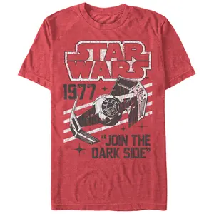 Star Wars Men's Short-Sleeve Darth Vader TIE Fighter 1977 Men's Graphic Tees, Menswear T-Shirt