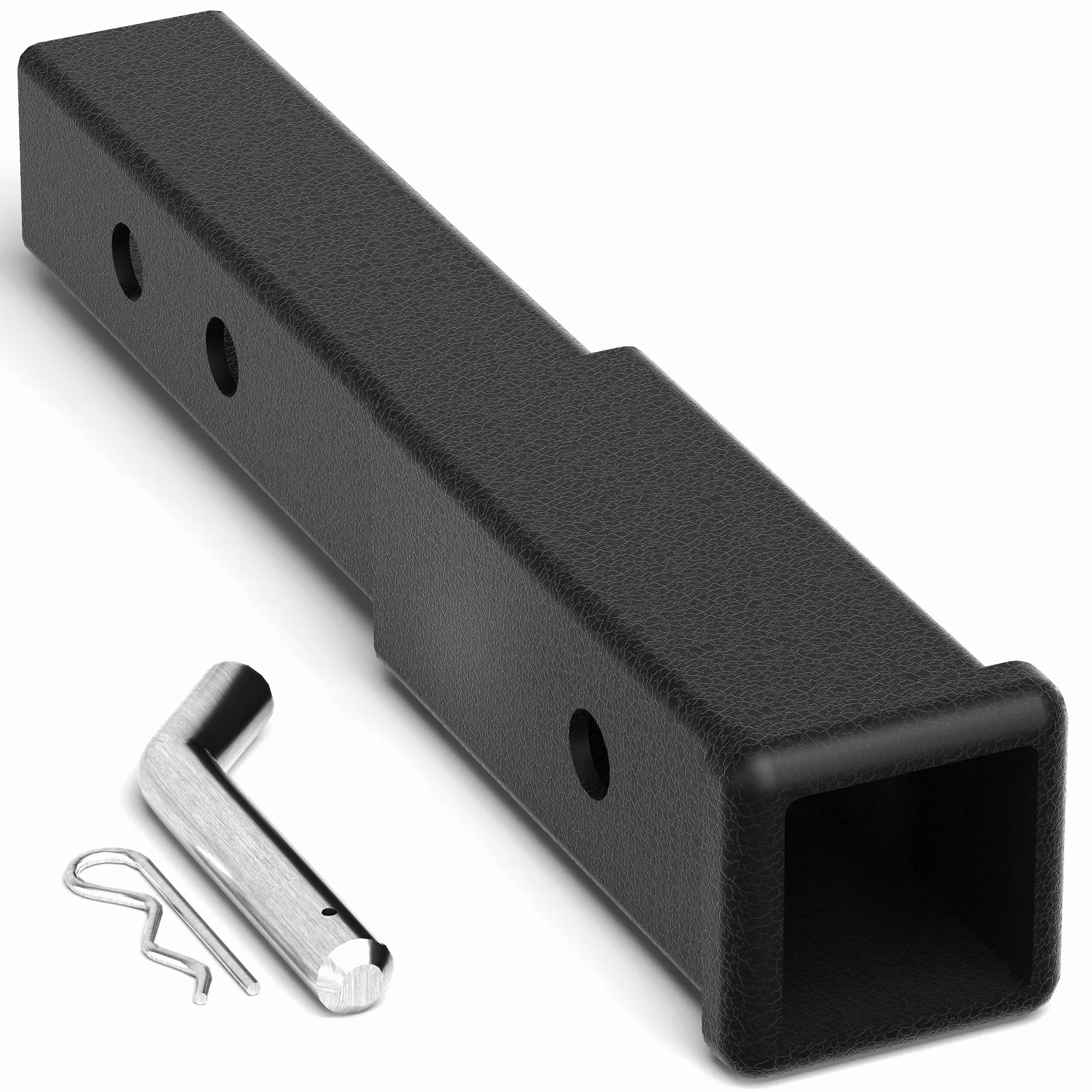 POFENZE Adjustable 2-Inch Towing Hitch Extension, 7.3"-9.3" Length, 3500lbs GTW, Includes Hitch Pin and Clip