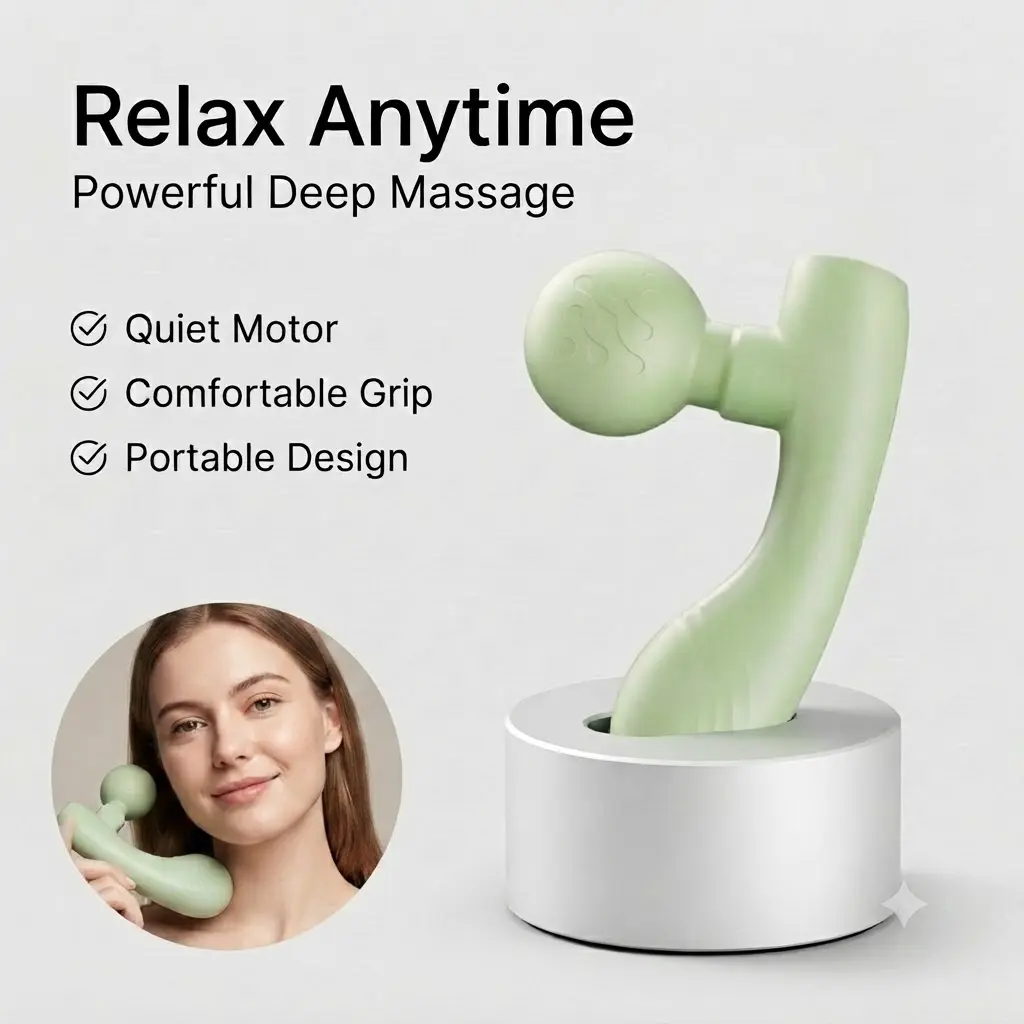 Portable Mini Massager, Rechargeable Handheld Electric Massage Device, Silent Relaxation Tool with Soft Silicone Touch & Ergonomic Grip, Lightweight Self Care Gadget for Travel, Office, Home and Daily Use