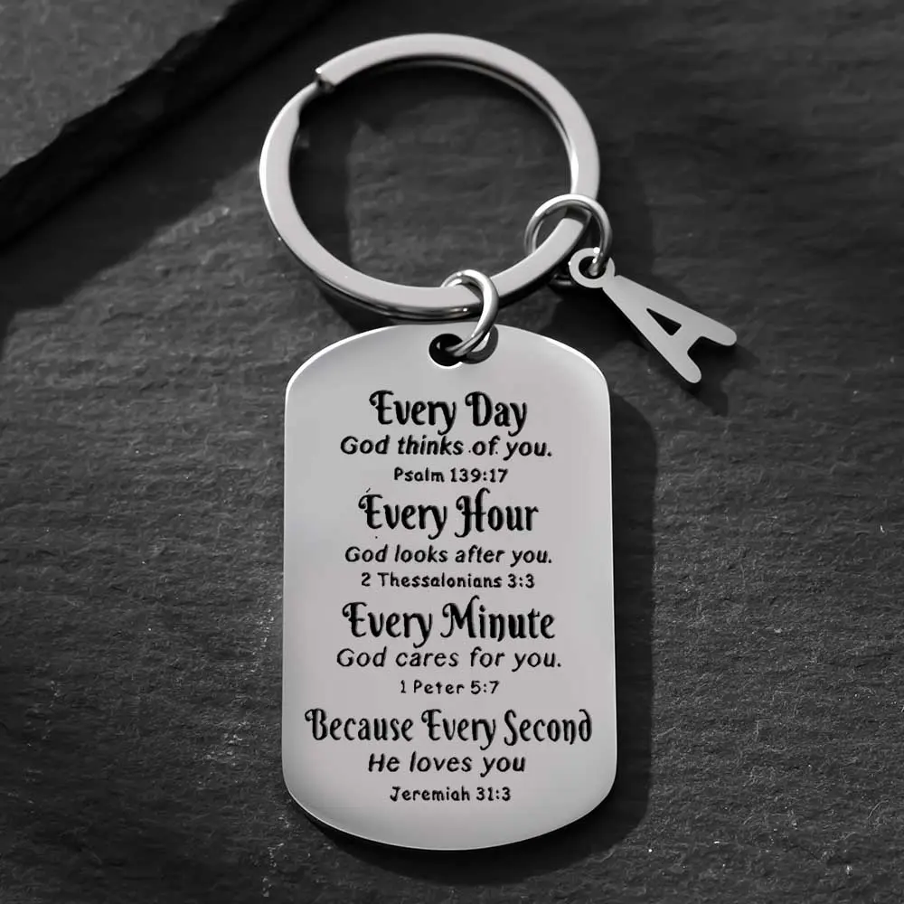 Stainless Steel Christian Cross Keychain - Compact Metal, Engraved Crosses Classic Cross-Shaped Keychain with Bible Verses, Inspirational Scripture Keyring (Psalm 139:17, 2 Thessalonians 3:3, 1 Peter 5:7, Jeremiah 31:3), Compact Metal Keychains, Cross-Sha