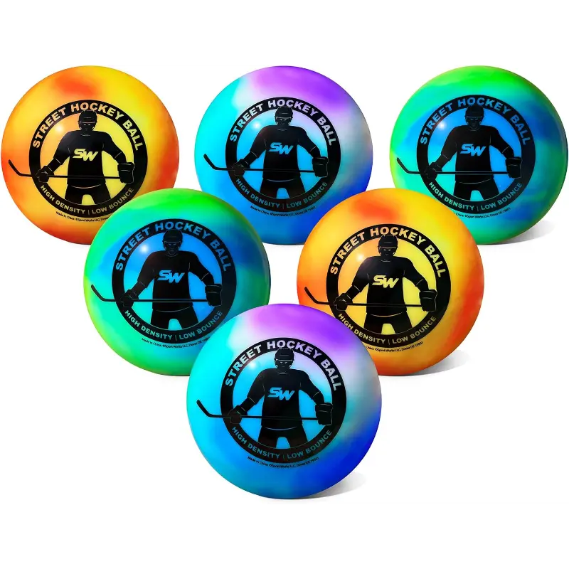 Outdoor Street Hockey Balls, 6 Pack | Official Size & Weight | High Density, Minimal Bounce for Improved Gameplay | for Weather Above 32°F | Ideal for Roller Hockey or Street Hockey Games