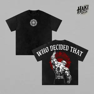 Escanor Seven Deadly Sins Tee Washed – “Who Decided That?” Vintage Washed Oversized Heavyweight Cotton Anime Graphic Tee, Unisex Animecore Streetwear Gift for Escanor & Anime Fans