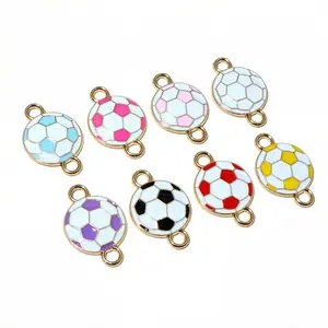 20pcs Double Loops Enamel Football Charms Connector Pendant DIY Jewelry Making Accessories for Bracelet Necklace Earrings