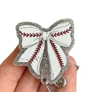 Glitter My Badge Baseball badge reel for nurse and hospital workers. Badge clip Badge pull - Retractable swivel clip with a 360 rotation. Great gift for coworker.