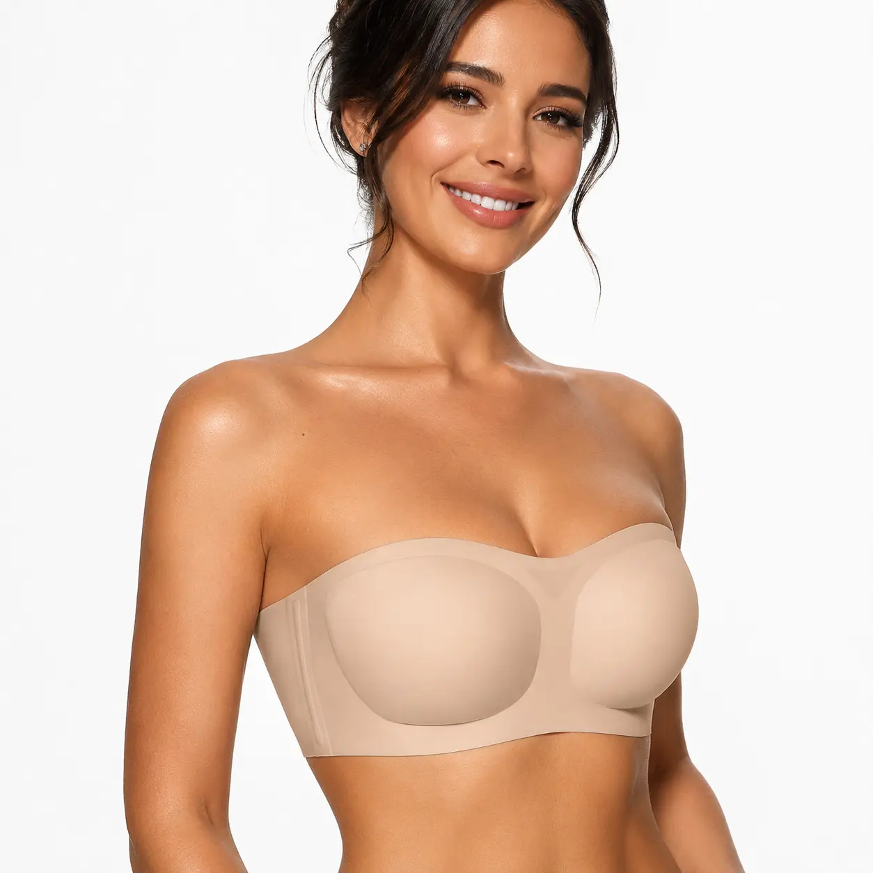 Womens Strapless Bras Push Up Bandeau Bra Non Slip Wireless Supportive Padded Bras Seamless Comfortable Tube Jelly Bra Womenswear Blazers Bottoms Cardigans
