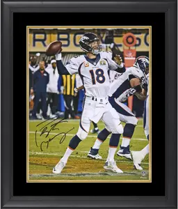 Peyton Manning Denver Broncos Framed Autographed 16" x 20" Super Bowl 50 Champions Action Photograph - Fanatics Authentic Certified