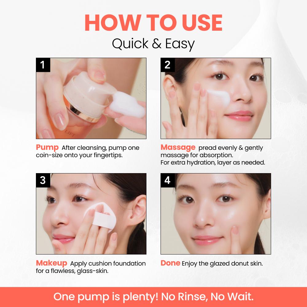 [MENOKIN] 30 Seconds Korean Bubble Primer (MOISTURE) 3.21 fl.ozㅣ No Rinse Bubble Mask, Micro-Bubble Primer for Radiant Skin, Long-Lasting Glazed Donut Glow, Korean Makeup Prep, Hydrating, Lightweight, Non-greasy, 70 Sheet Mask in a Bottle