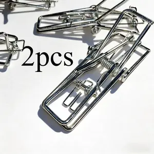 2pcs Humane Trap Door Clips, Reusable Pest Control for Farm Estate Lawn Garden, Galvanized Rust-Resistant, Humanitarian Design