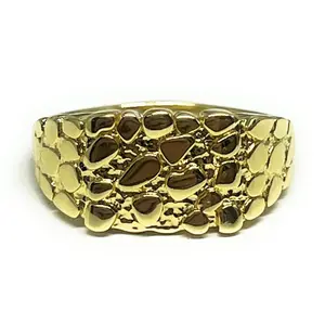 GOLD PLATED CLASSIC SQUARE NUGGET RING ANILLO