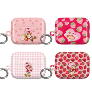 Cute Strawberry Pattern AirPods Case Cover with Keychain, Protective Shell for AirPods, gift for him for her