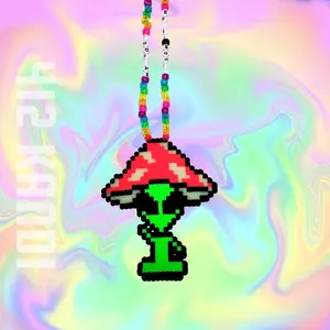 LSDREAM MOSHI MOSHI Glow in the Dark Perler Kandi Necklace Mushroom Alien