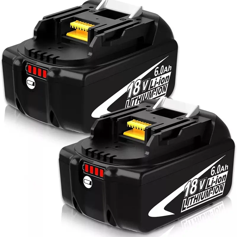 2-Pack Power Lithium Ion Cordless Tools Batteries for Makita LXT Series - 18V High Capacity 6000mAh (6.0AH) Longer Run, Compatible with BL1860B, BL1830, BL1850