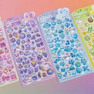 Cute Cat Dinosaur Rabbit Penguin Cartoon Animal Stickers, 3D Embossed Decorative Decals for DIY Scrapbooks Phone Cases