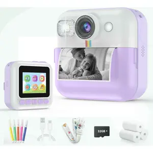Kids Instant Print Camera, Christmas & Birthday Gift for Girls & Boys, Digital Camera with 32GB Card, 1080P Video, Portable Purple Toy for Ages 3-10(Gag Toys & Practical Jokes)(Gag Toys & Practical Jokes)