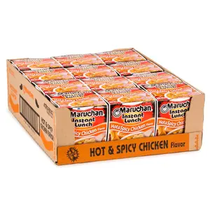Instant Lunch Ramen Noodles, Hot & Spicy Chicken Flavor – Japanese-Style Instant Noodle Soup, Easy Meal Ready in 3 Minutes – 2.25 Oz. (12 Pack) Food