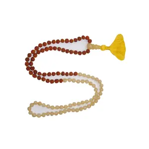 Citrine Meditation Mala Rudraksha Pearl Beads Japamala Tassel Handmade Mala