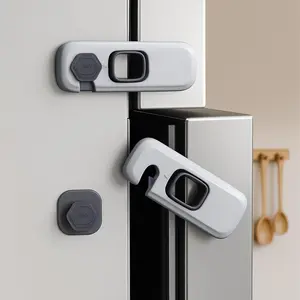 5 Pack Child Safety Refrigerator Lock, Fridge Locks for Kids with Sticky Adhesive Pads, Child Safety Locks for Doors, RV Refrigerator, Oven Lock, Baby Cabinet Lock - Grey
