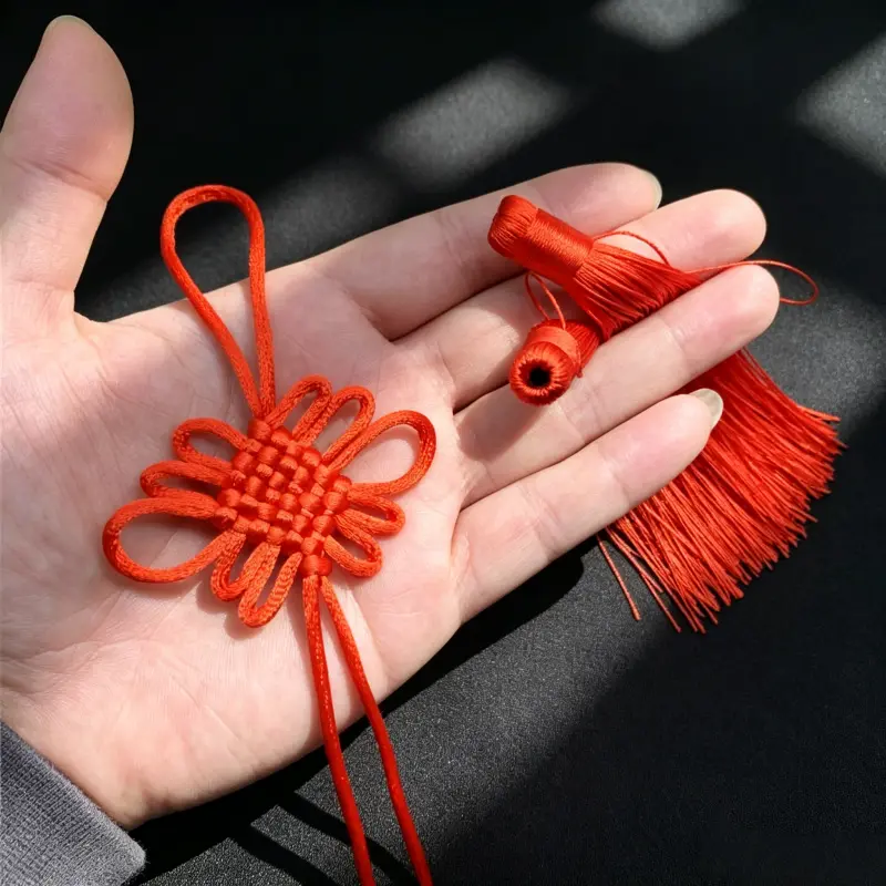 Hand Woven Red Lucky Knot Tassel Charms, DIY Craft Supplies for Keychains, Bags & Home Decoration