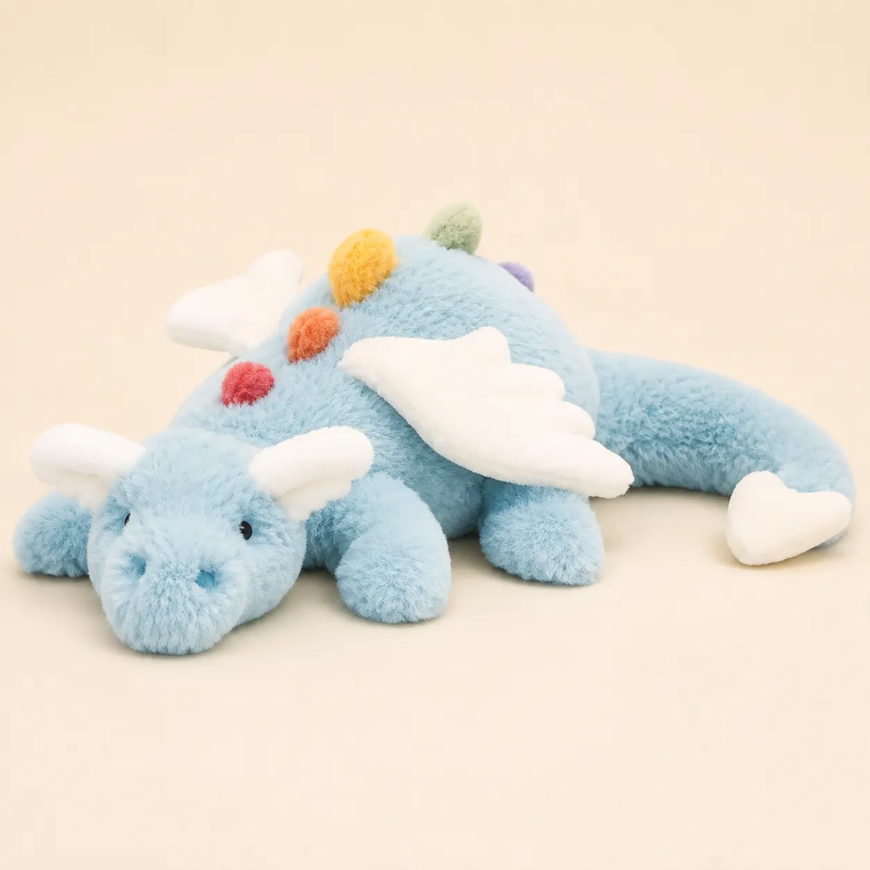 Jellycat Sky Dragon Plush Toy 50cm – Super Soft Blue Stuffed Dragon with Rainbow Spines, Cute Gift for Kids & Collectors